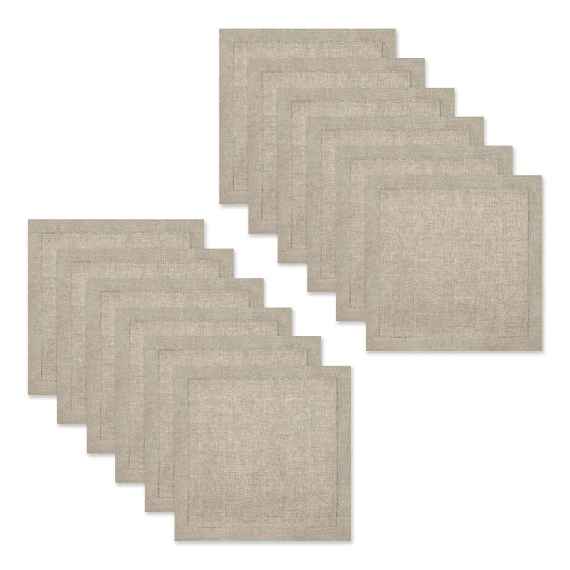 Cotton Craft Genuine Linen Napkins - Set of 12 Cloth Napkins with Hemstitch Detail - Hand Crafted Pure Luxury Linen Reusable Lunch Dinner Napkin - Fall Summer Holiday Table - Large 18x18 Natural - COTTON CRAFT - Image 3